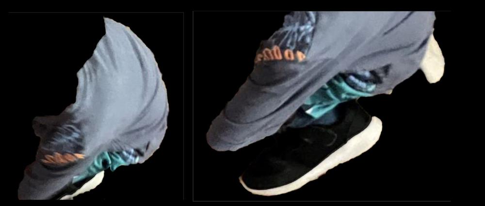 Shorts with a blue pattern and a t-shirt with an animal pattern on the front and left shoulder.