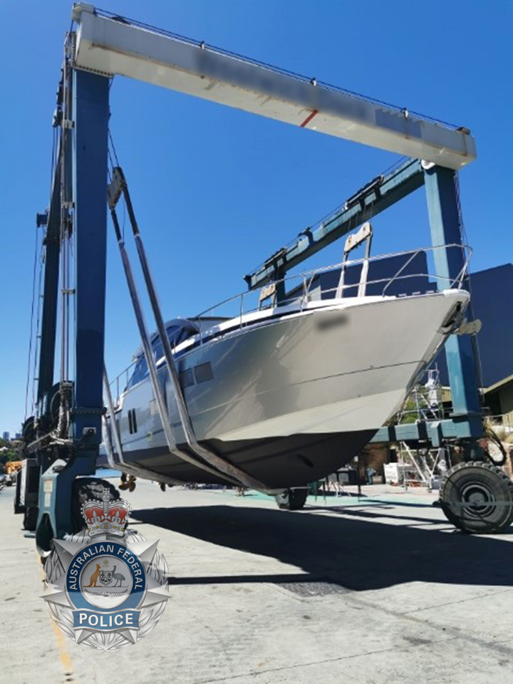 A luxury boat seized by the AFP-led Criminal Assets Confiscation Taskforce (CACT) 