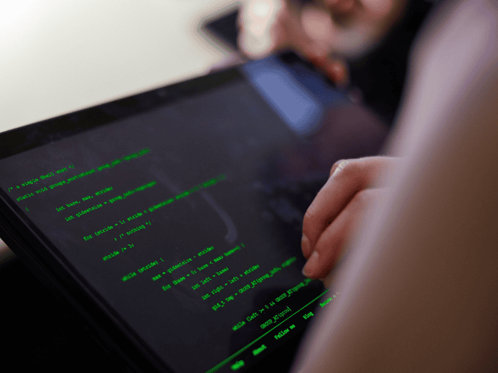 Cybercrime screen with code on it