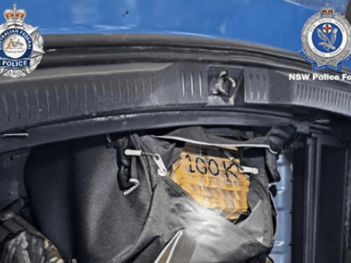 Seized cashed in the boot of a car