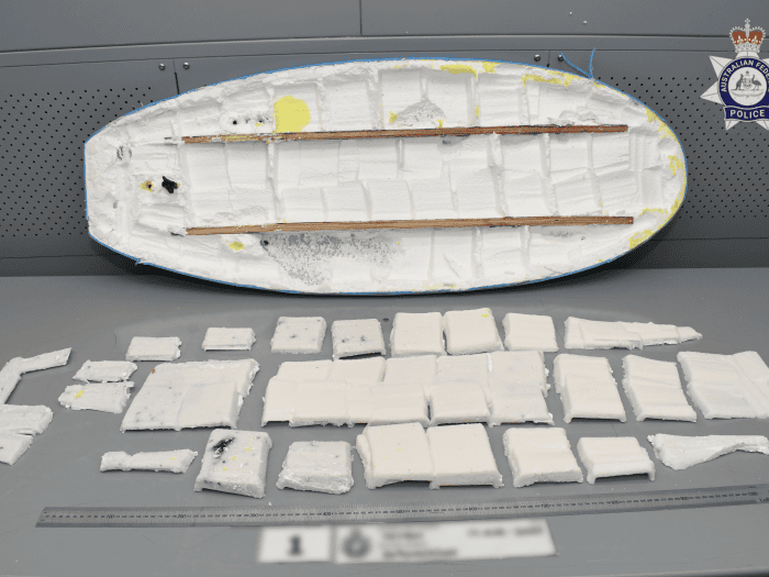 surfboard with removed methamphetamine packets