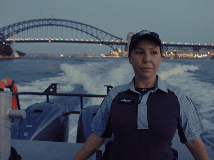PSO on AFP boat in Sydney harbour