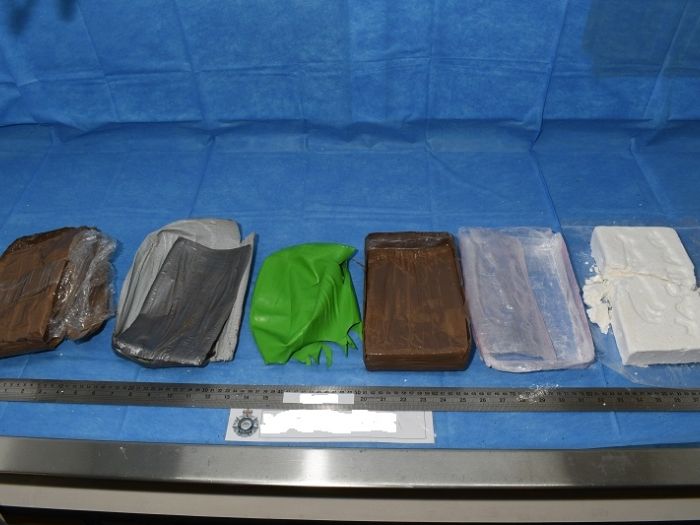 Seized cocaine lined up