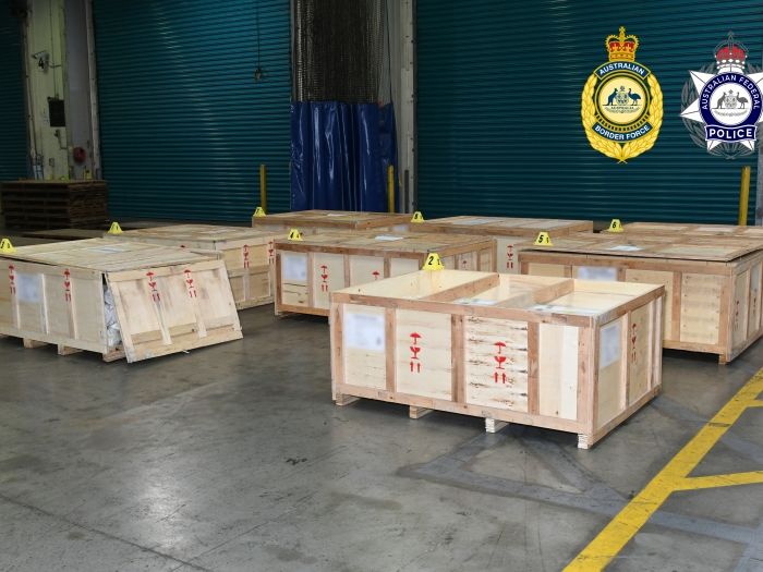 Crates of seized methamphetamine