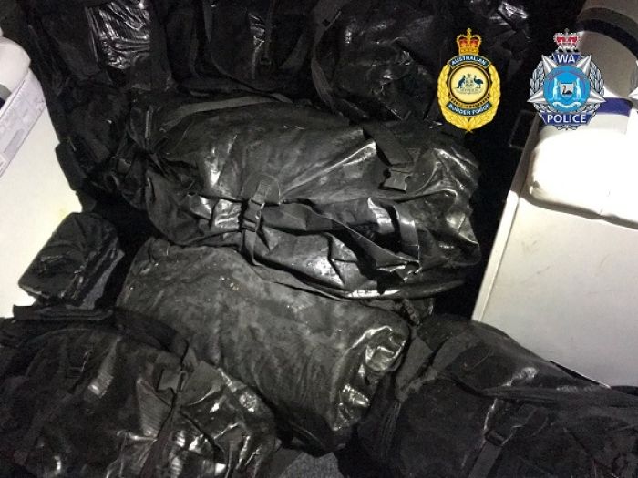 some of the bags containing cocaine seized in Kalbarri, WA