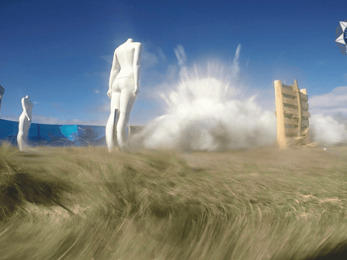 Mid explosion at a blast test site