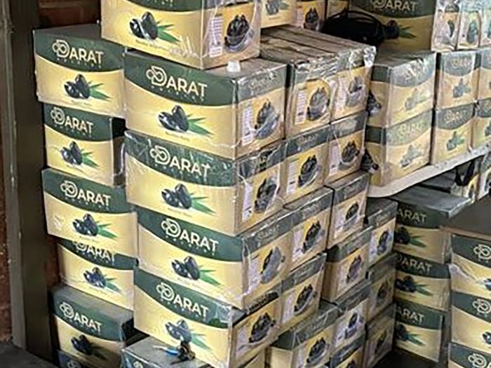 Boxes of dates the illicit substances were allegedly hidden in