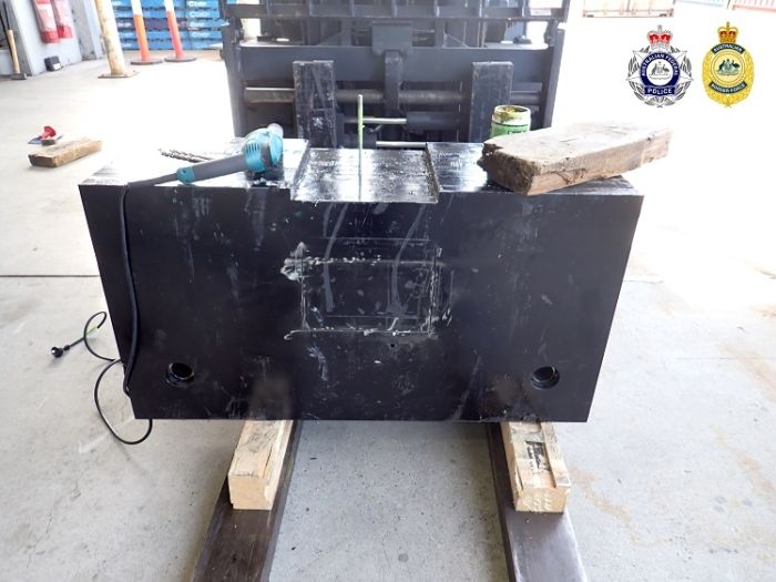 forklift counterweight which had illicit drugs hidden inside
