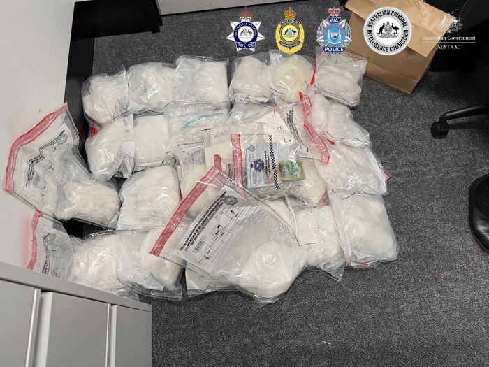 Image of plastic bags filled with illicit drugs which were seized during a vehicle stop