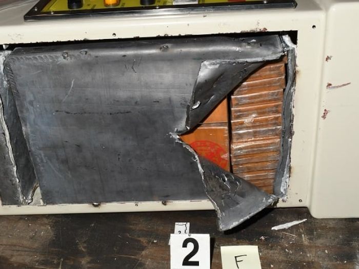 Heroin hidden in part of a vertical mixer