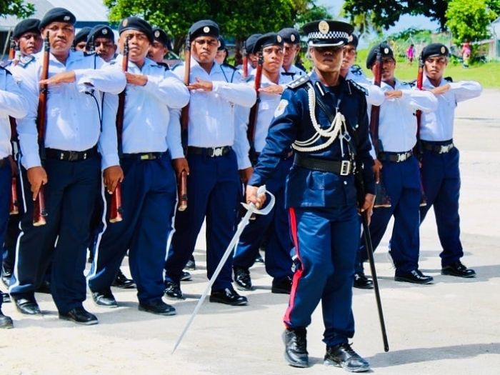 Officers taking part in parade