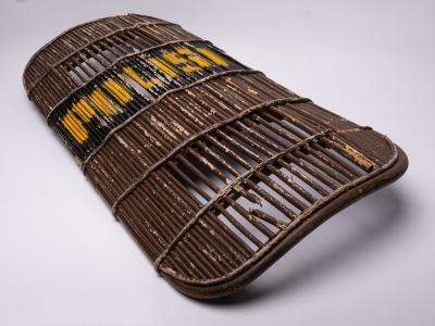 Rectangular brown, yellow and black painted bamboo riot shield (AFPM2109)