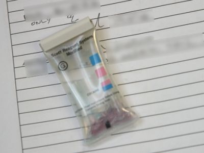 A sample of the seized drugs indicating a positive result to cocaine 