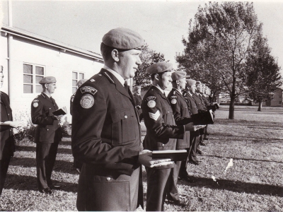 State police officers being sworn in as special members of the Commonwealth Police, in a ceremony in Canberra in 1965. A few days later these officers flew to Cyprus, to commence duties as peacekeepers