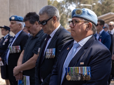 Former peacekeepers at the 60 Years of police peacekeeping memorial service at the National Peacekeepers Memorial.