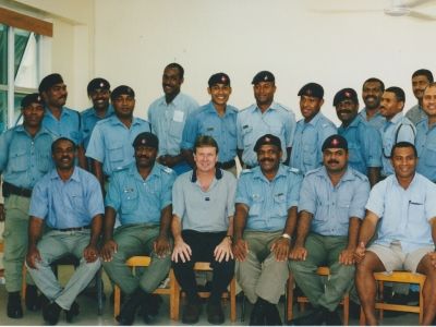 Bruce Giles and Fiji Police Force members, after the arrests. These members were hand-picked by their Commissioner to undertake the investigation.